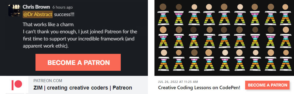 please help support ZIM on PATREON - JavaScript HTML Canvas Interactive Media Framework powered by CreateJS - ZIMjs