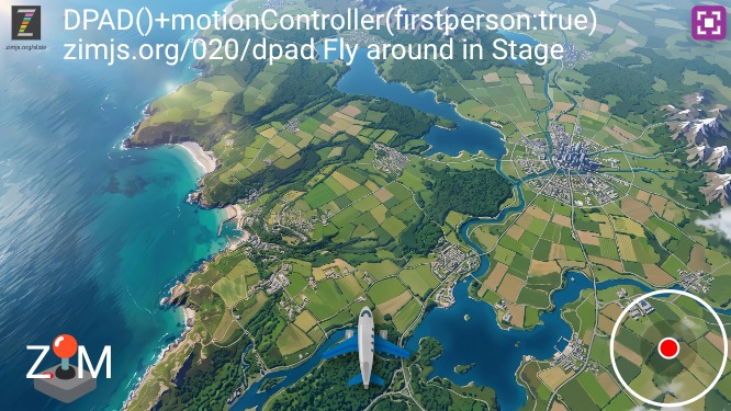 Zapp: noto_plane ZIMjs.com/020/DPad(useBubble) MotionController(firstPerson) | ZIM JavaScript Canvas Framework - Code Creativity