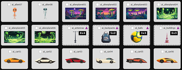 Screenshot of AI assets folder images