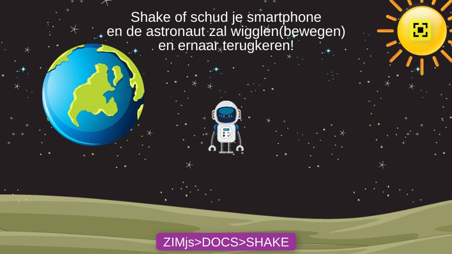 Zapp: Robot zal bewegen als jij je phone/tablet schud | ZIM JavaScript Canvas Framework - Code Creativity