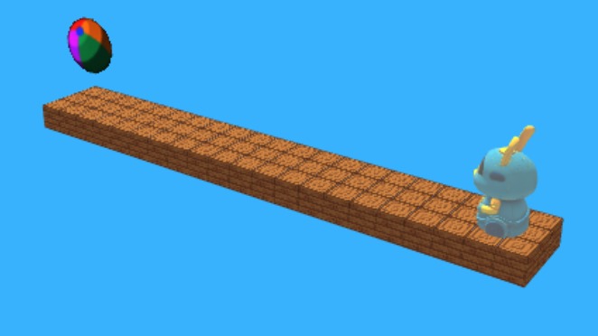 Zapp: Petbit Konijn 3D: wandel+spring naar ballen (touch+keyboard+controller)  | ZIM JavaScript Canvas Framework - Code Creativity