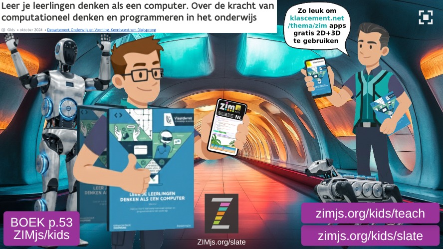 Zapp: Promo with robot+dog 2xman + leer leerlingen denken als een computer | ZIM JavaScript Canvas Framework - Code Creativity