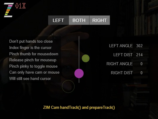 Zapp: <span style=color:#995599>018</span><br>ZIM 018 - Hand Track with ML5 | ZIM JavaScript Canvas Framework - Code Creativity