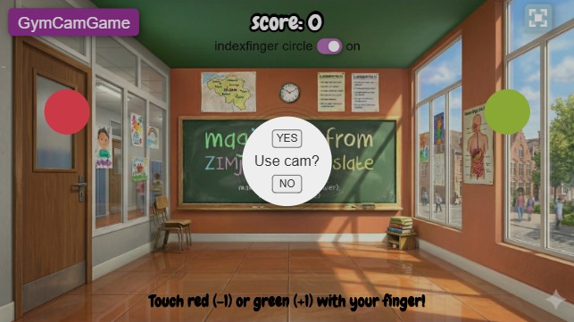 Zapp: ZIMjs/ml5/segement + /finger: game indexfinger: static circle (class+mask) | ZIM JavaScript Canvas Framework - Code Creativity