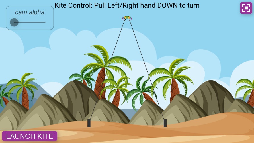 Zapp: fly around with 2 camfingers big kite2.png 2 longlines bigSm+ml5 ENG low | ZIM JavaScript Canvas Framework - Code Creativity