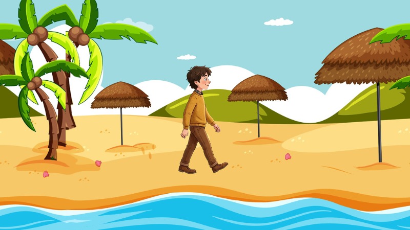 Zapp: sidescroller boy-walk on beach (as example with monkey from cheatsheet | ZIM JavaScript Canvas Framework - Code Creativity