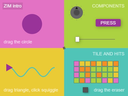 Zapp: <span style=color:#995599>Intro</span><br>ZIM Intro | ZIM JavaScript Canvas Framework - Code Creativity