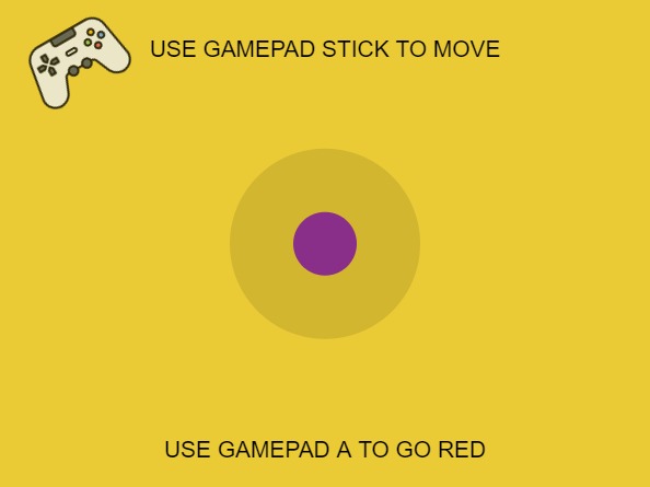 Zapp: <span style=color:#995599>Demo</span><br>GamePad Joystick and Button Press | ZIM JavaScript Canvas Framework - Code Creativity