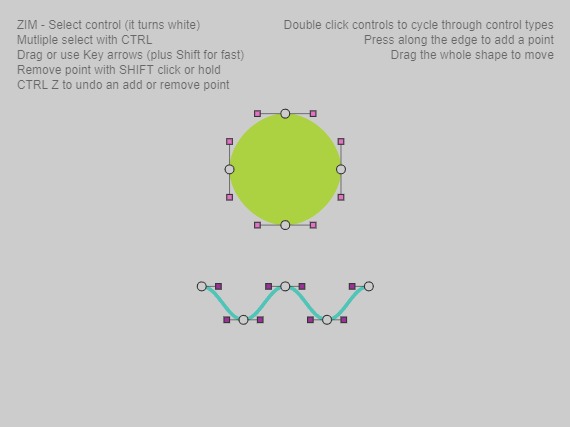 Zapp: <span style=color:#995599>Demo</span><br>Blob and Squiggle Controls | ZIM JavaScript Canvas Framework - Code Creativity