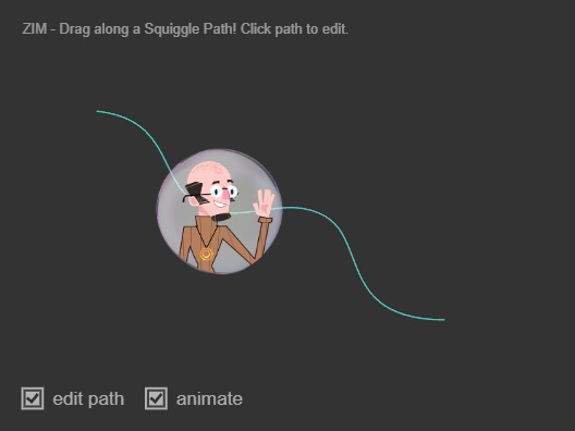 Zapp: <span style=color:#995599>Demo</span><br>Drag Along an Editable Path | ZIM JavaScript Canvas Framework - Code Creativity