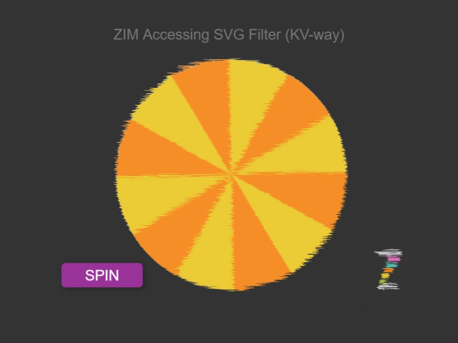 Zapp: <span style=color:#995599>Demo</span><br>Using SVG Filter with ZIM | ZIM JavaScript Canvas Framework - Code Creativity