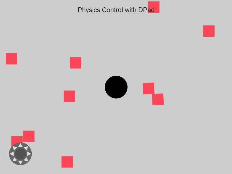 Zapp: <span style=color:#995599>Help</span><br>Physics Control with DPad | ZIM JavaScript Canvas Framework - Code Creativity